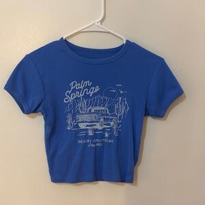Women’s light blue Xs crop top Palm Springs Print